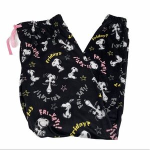 Peanuts Snoopy Friday? Fri-yay! Pajama Bottoms Black Size Small and Medium